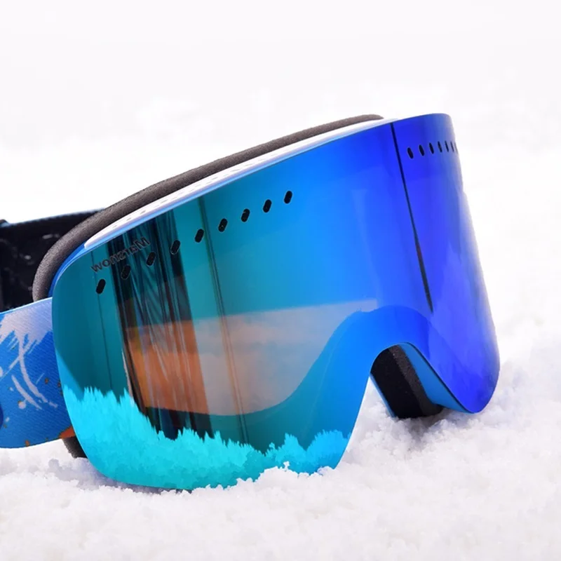 Двойные линзы по противодействию Туман Лыжные очки для Для мужчин Для женщин UV400 снег очки Лыжный Спорт маска большой сферические сноуборд, Зимний очки