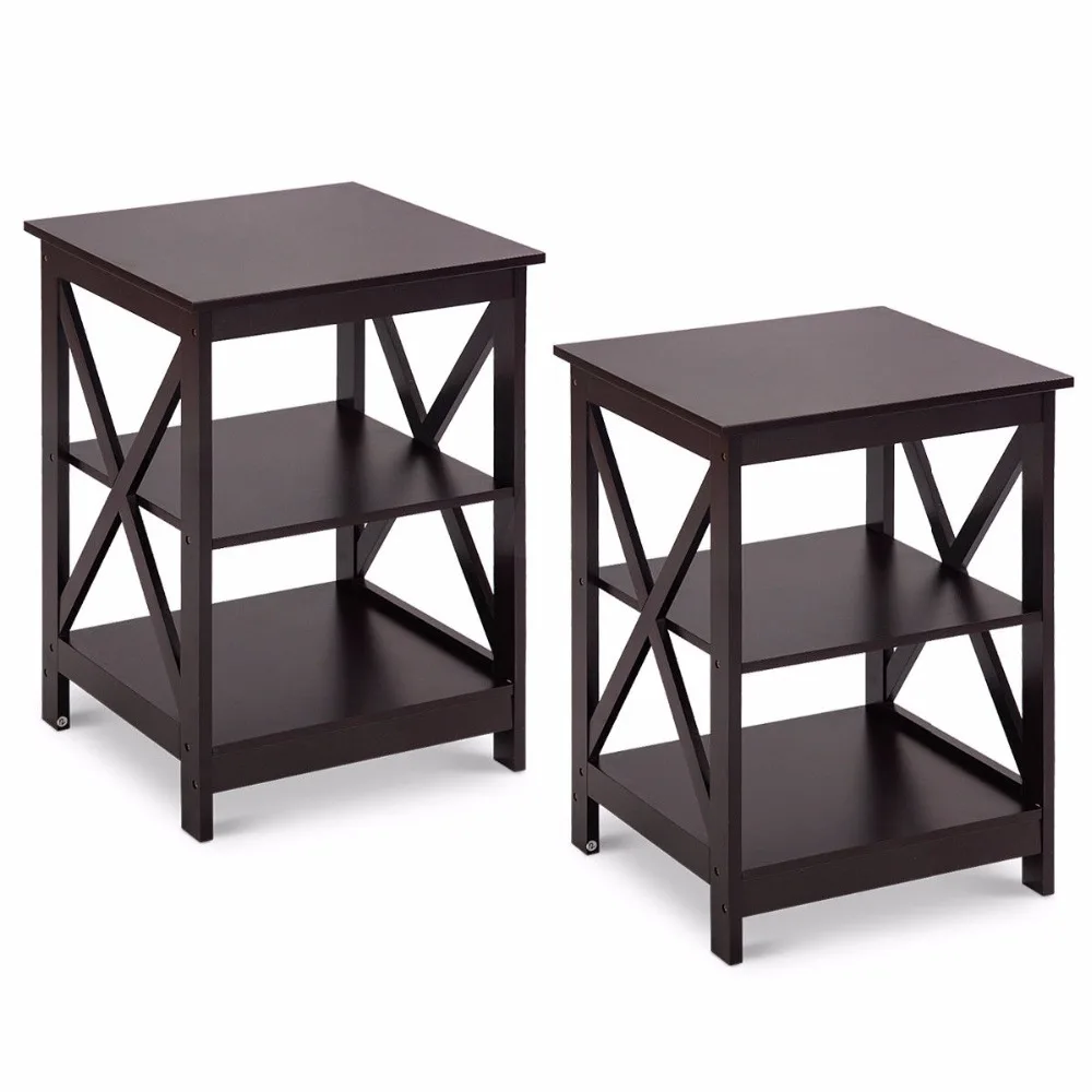 Giantex 3-Tier Nightstand End Table Storage Display Shelf Living Room Furni New Home Furniture 2*HW58944