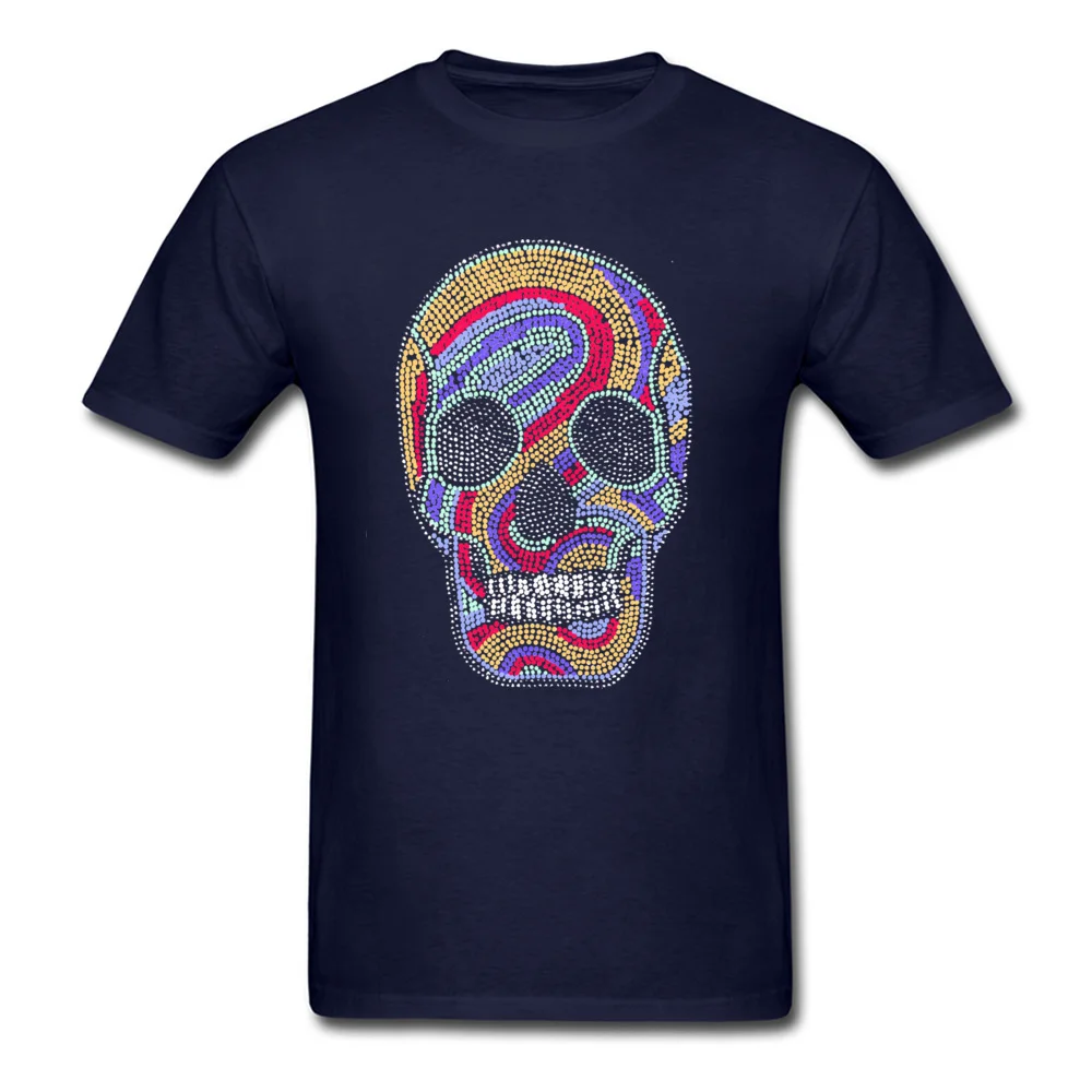 Casual Short Sleeve Tops Shirts Summer Autumn Crewneck Cotton Men's Tshirts psychedelic skull Casual T-Shirt 2018 New Fashion psychedelic skull navy