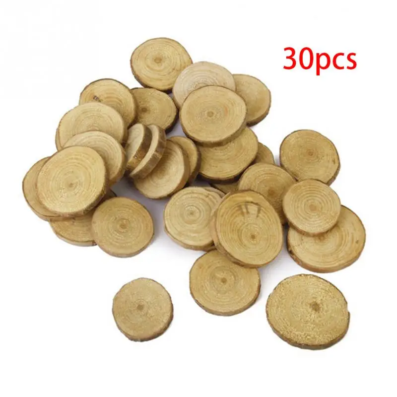 30pcs Plain Wood Wooden Embellishment Blank Heart Wood Slices Discs Natural Wood Color Birch Tree DIY Crafts Easter Decor #13