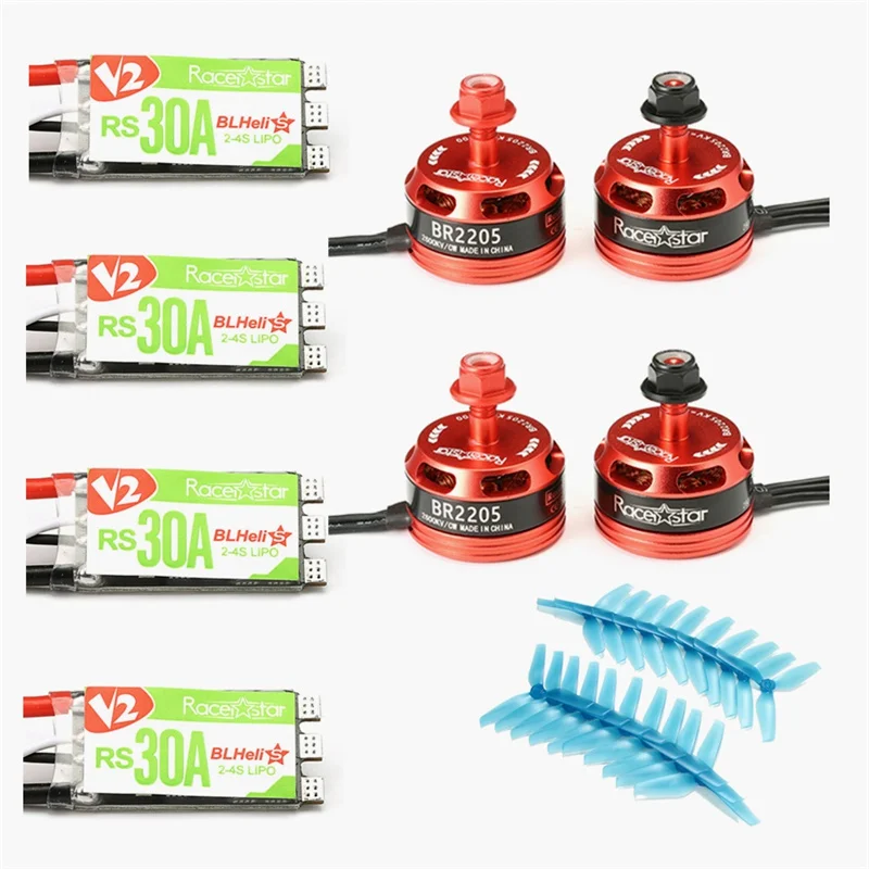 Лучшее предложение Racerstar 2205 BR2205 2600KV 2-4 S двигатель+ RS30A V2 30A blheli_s ESC Dshot600+ 5042 3 лезвия опора для Сделай Сам Мультикоптер