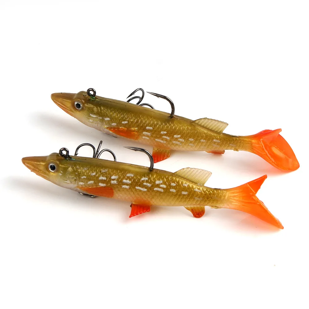  9.5cm 14g Fishing Lure Swimming Artificial Baits T Tail Silicone Soft Lures Swimbait Wobblers Yello