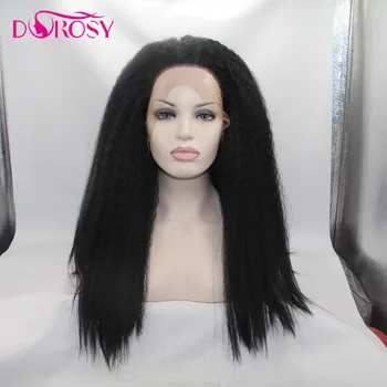 

DOROSY HAIR Synthetic Lace Front Wig Glueless Black Long Jerry Curl Fully Fiber Wigs Heat Resistant For Women