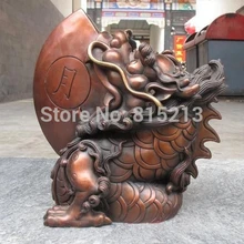 Bi0011647 Китай Королевский Красный Бронзовый злые духи солнце и луна Дракон статуя