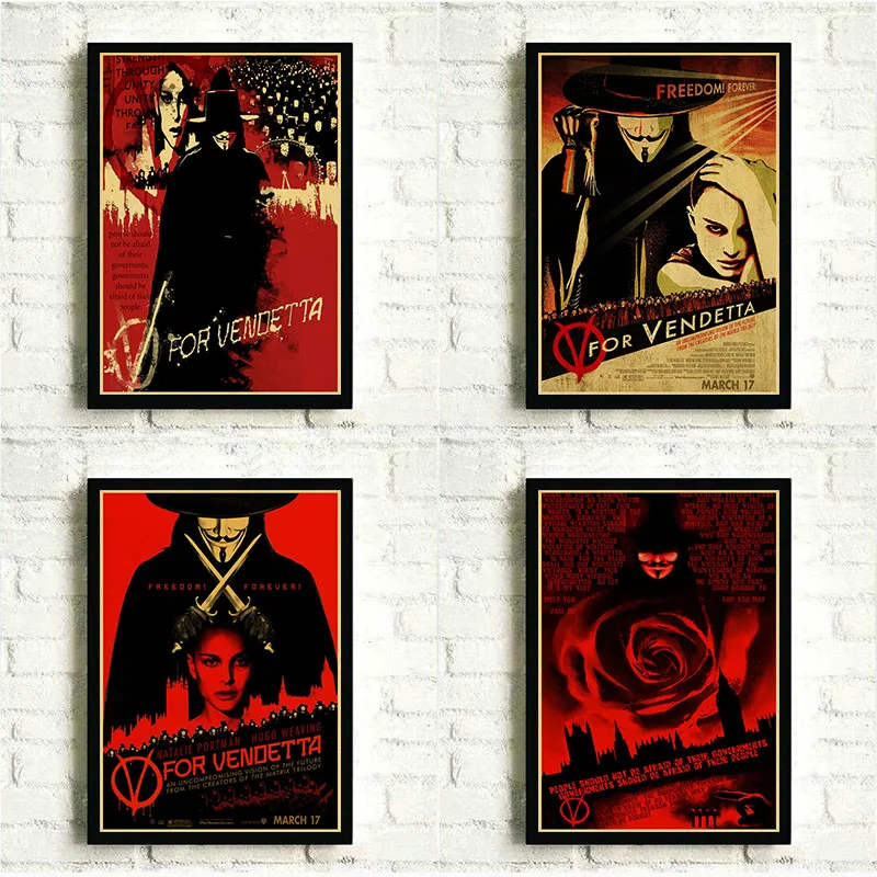 V For Vendetta Poster Retro Kraft Paper Movie Picture Painting