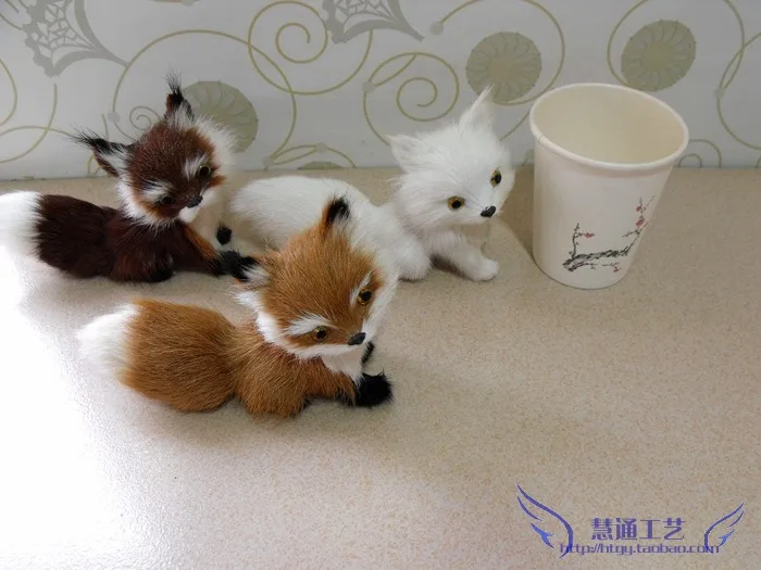 

13x5x11cm mini fox toy polyethylene & furs resin handicraft,props,decoration baby toy Christmas gift d384