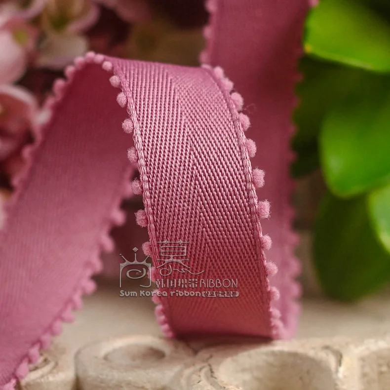 50/100yards 10/16/25/38mm velvet picot edge polyester cotton chevron korean ribbon for hair bow diy accessories bouquet packing - Цвет: mauve