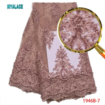 

French Handmade Trim Beads Tulle Laces Fabrics 2018 Nigerian Popular Tulle Lace Fabric For Bridal Wedding Dress PGC1946B-2
