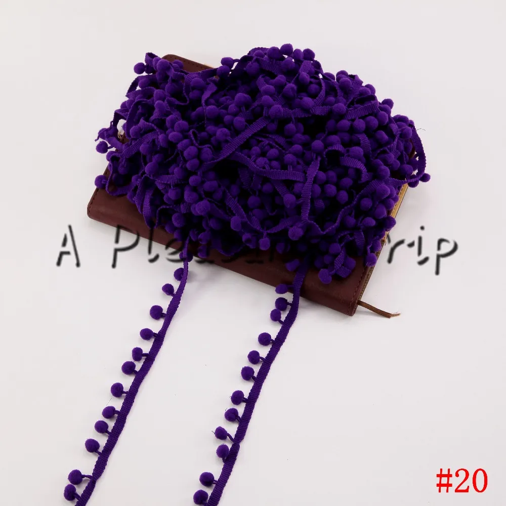 

20Yards/lot Purple pompom trim 20mm(pom size 10mm)ball Ribbon Trim Bobble Braid Christmas lace decoration fringe sewing