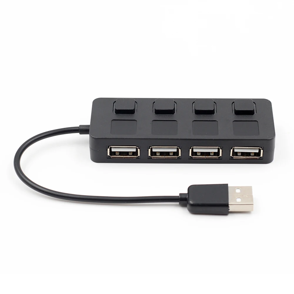 USB 2.0 HUB 4 Port USB HUB Splitter With Separate ON/OFF Switch Cable without power adapter LED 4 Ports For Laptop Desktop PC