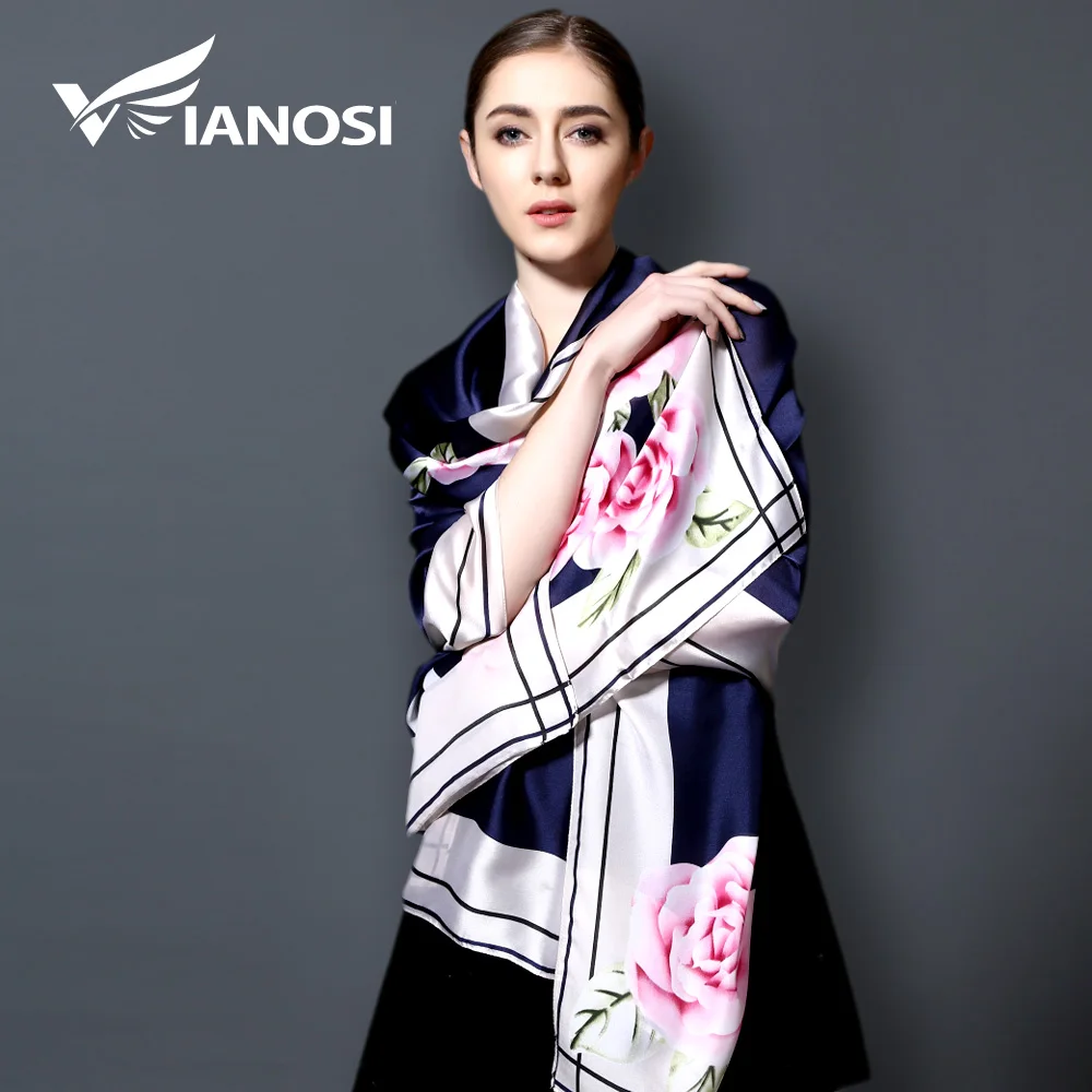 [VIANOSI] 2017 Silk Scarf Fashion bandana Long Shawls Gold