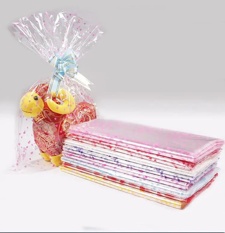 Qi 100 шт./лот прозрачный упаковочный пакет Подарочная пластиковая упаковка для конфет/печенья/ювелирных изделий розовая свежая мини-посылка 18x25 см
