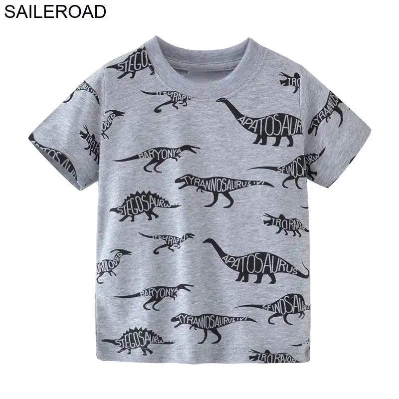 SAILEROAD/2-7Year мультфильм динозавра футболка для мальчиков для Для детей короткий рукав рубашки летняя футболка для малышей Топы для мальчиков