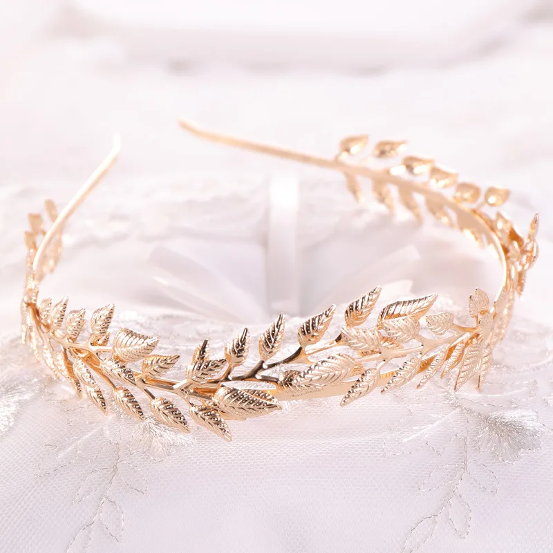 

Simple Bridal Headband Head Piece Golden Leaf Shape Women Girl Hair Band Headpiece Tiara Hair Jewelry Wedding Bride Accessories