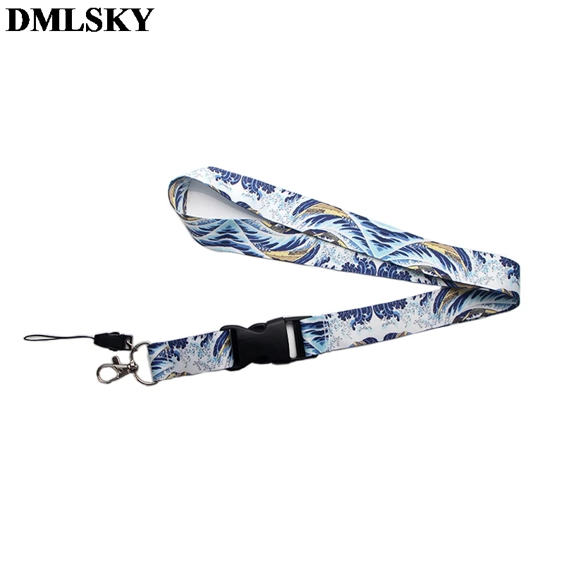 

DMLSKY Kanagawa Creative Lanyard Keychain for keys Badge ID Mobile Phone Key rings Women Neck Straps Accessories M3635