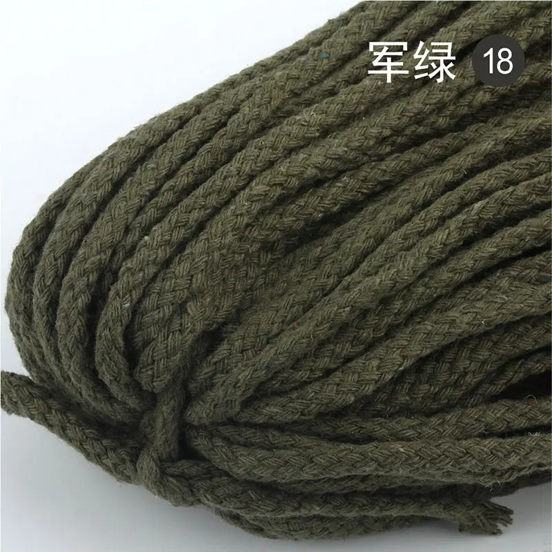 18 army green cord 28 цветов, 90 метров, Плетеный внутри шнур из хлопка, 5 мм, 8 витых канатов, ручная работа, украшение для дома, аксессуары для одежды - Цвет: 18 army green cord