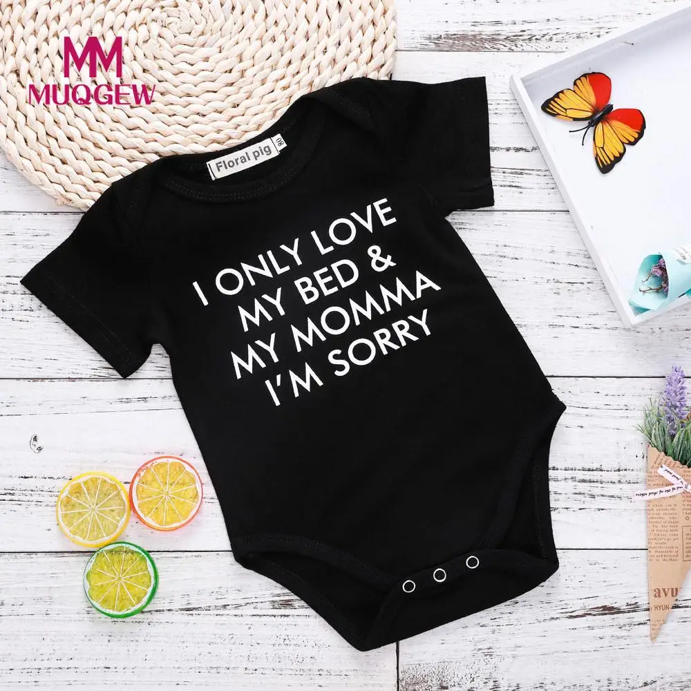 Toddler Infant Kids Baby Boys Girls Letter Print Outfits Clothes Romper Jumpsuit
