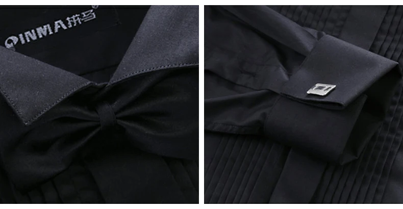 Мужская рубашка-смокинг с длинными рукавами и воротником-крылышками, 1/4 дюйма, французские манжеты с галстуком, свадебные рубашки для жениха, топы