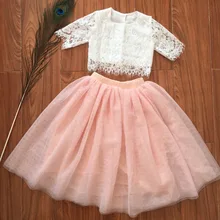 Ins/комплект летней одежды для девочек; Длинная юбка-пачка для детей; кружевные топы+ элегантная длинная юбка; Детские вечерние костюмы