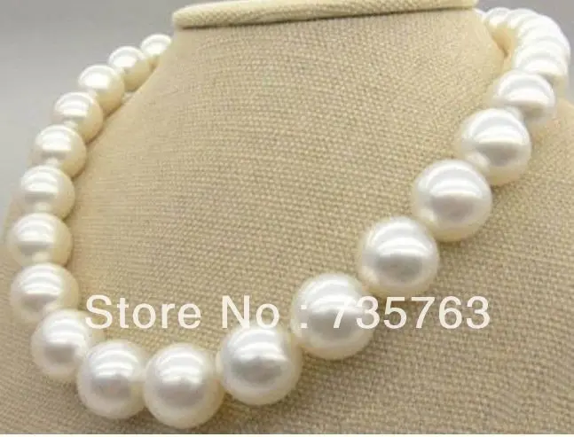 

xiuli 00342 HUGE 18"13-14MM NATURAL SOUTH SEA GENUINE WHITE PEARL NECKLACE 14KGP PERFECT ROUND