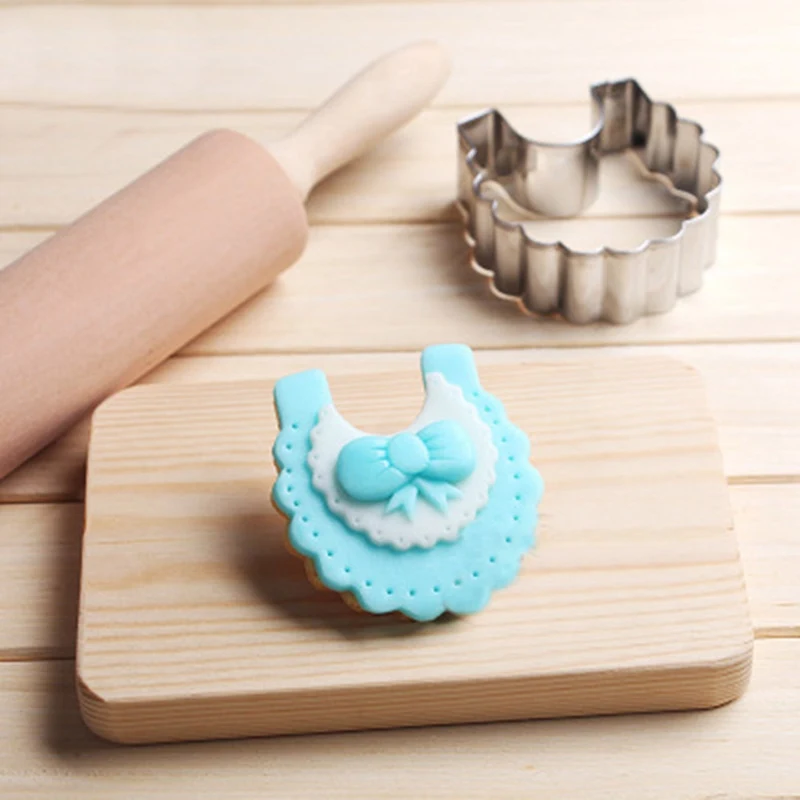 

Cute Baby Bib shape Cookies Stencils Cookies Cutter Stainless Steel Biscuit Cake Mold Metal Kitchen Baking Tools
