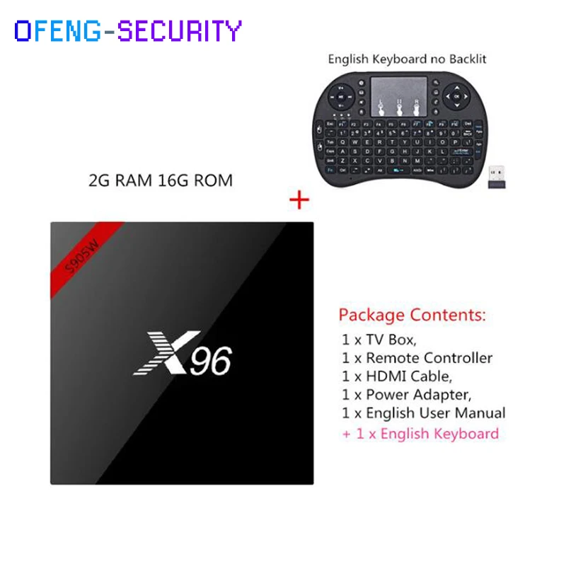 X96W 2 + 16 г с клавиатуры Smart ТВ коробка Android 7,1 Amlogic S905W 4 ядра 4 K HD WiFi 2,4 ГГц ip ТВ телеприставке медиаплеера pk