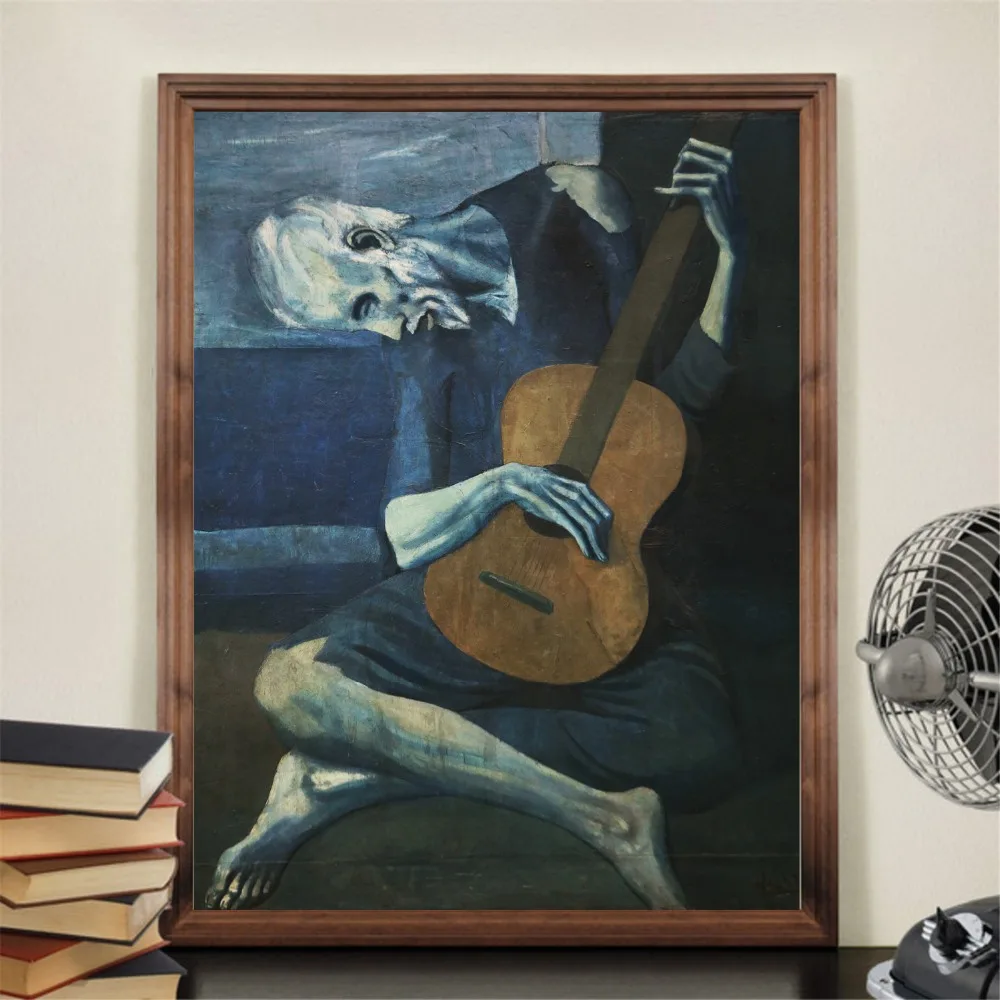 Старый гитарист Пабло Пикассо настенная живопись на холсте плакат для домашнего декора плакаты и принты декоративные картины