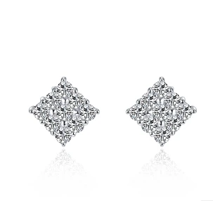 

Micro-pave Stunning 0.25Ct/piece Diamonds Earrings for Women Top Quality 925 Silver White Gold Color Stud Earrings