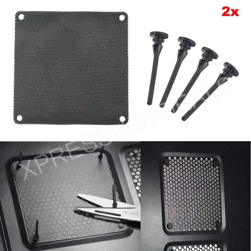 

2x Computer Case Fan Dustproof Dust Filter + Silicone Shock Fan Screws 80-140mm