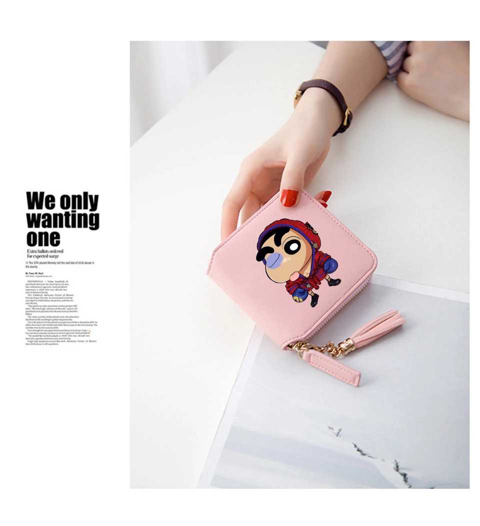 2018 Новый Стиль 3d кошелек Crayon Shin-Chan короткие молнии карты бумажник девушка японского аниме сумочки с кисточкой мини аксессуары на заказ