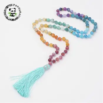 

stone beaded necklaces, with tassel pendants, colorful, 31.89''(810mm)