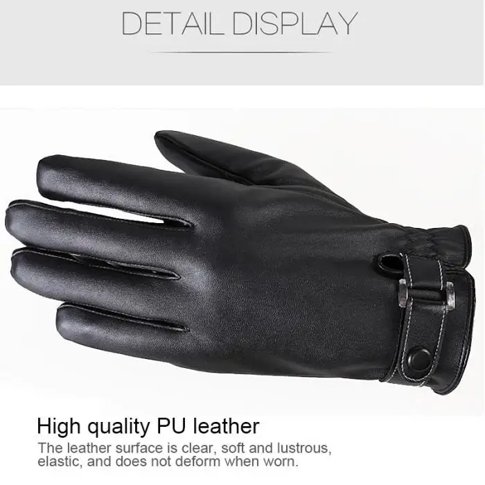 1 пара PU кожаные перчатки Утепленная одежда ветрозащитный удобная для восхождения Велоспорт Зимние BS88