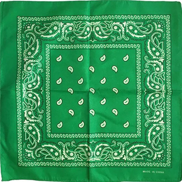Green bandana 1 шт. бандана шарф мужской лента унисекс хип хоп Красная Бандана головной убор волосы на шею высокого качества шарф бандана Мужские квадратные шарфы принт носовые платки - Цвет: Green bandana