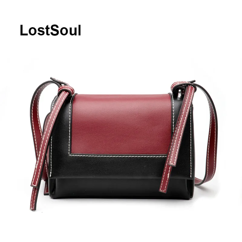 

LostSoul brand split leather bag Panelled female daily crossbody bags ladies shoulder bags designer luxury cowhide Sac a main