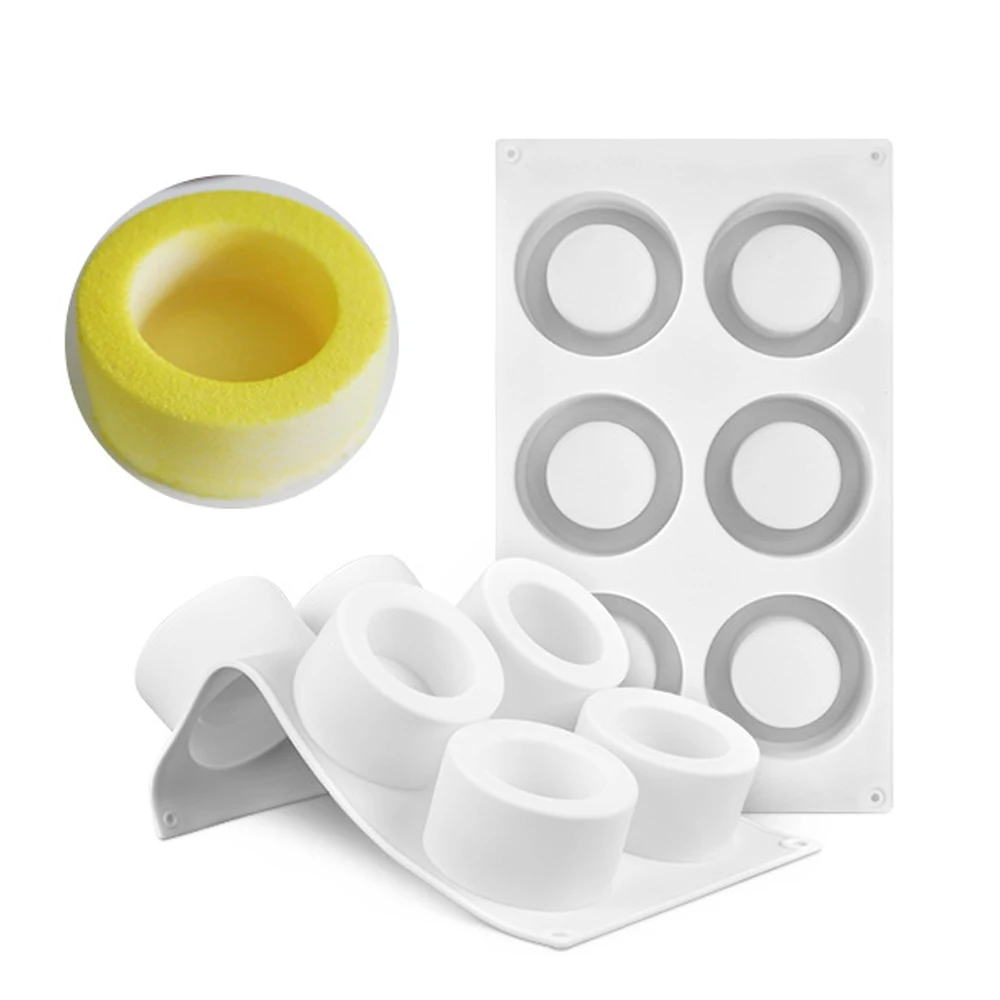 Hollow Cylindrical Round Shape Food Grade Mousse Silicone Fondant Cake