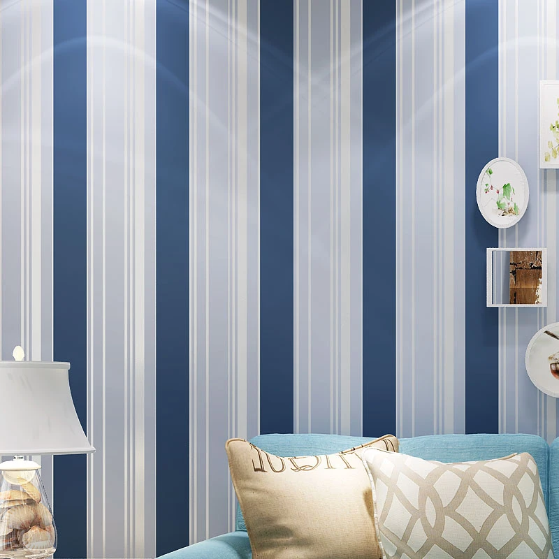 Mediterranean Non Woven Vertical Striped Wallpapers For Living Room Bedroom Kids Boys Room Wall Decor Wallpaper Blue Black Pink Wall Decor Wallpaper Wallpapers For Living Roomstriped Wallpaper Aliexpress