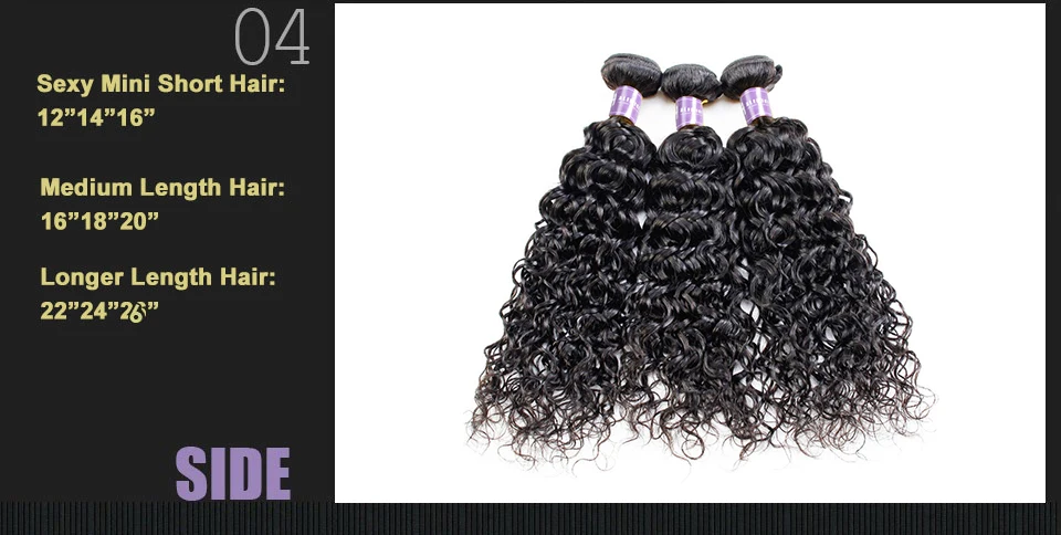 ALIMICE Malaysian Water Wave 3 Bundles Human Hair Extensions Natural Color#1B 8-30 Inch Non Remy Hair Weaves Bundles 3PcsLot  (23)