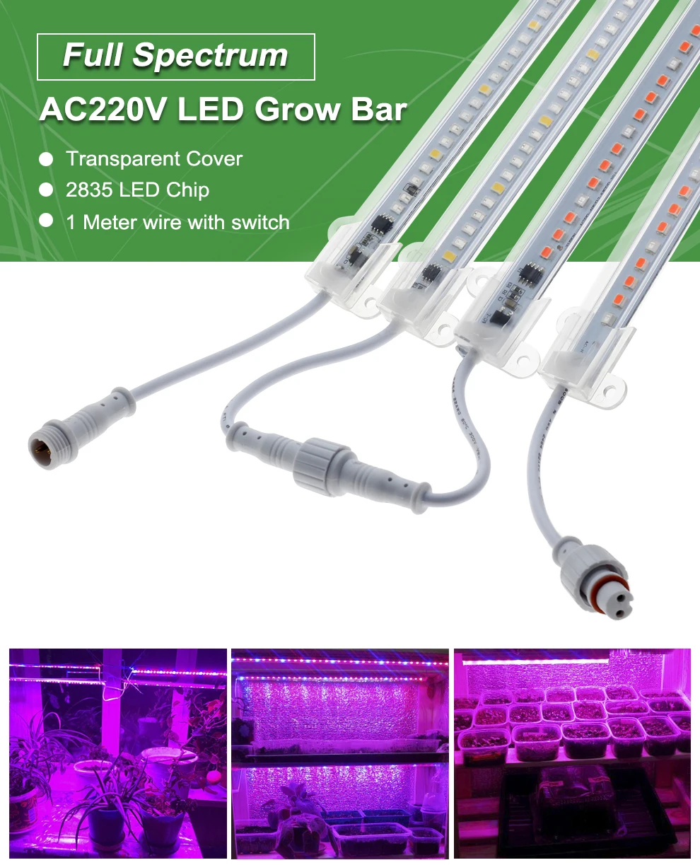 LED Grow Light AC220V High Luminous Efficiency Grow Light Tube IP67 Waterproof for Indoor or Outdoor plants growing