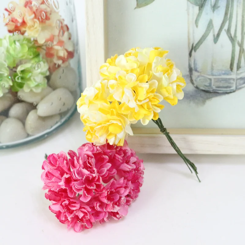 JAROWN Simulation Mini Carnation Paper Flower DIY Wedding Wreath Accessories Material Wedding Candy Box Decoration Fake Flowers (4)