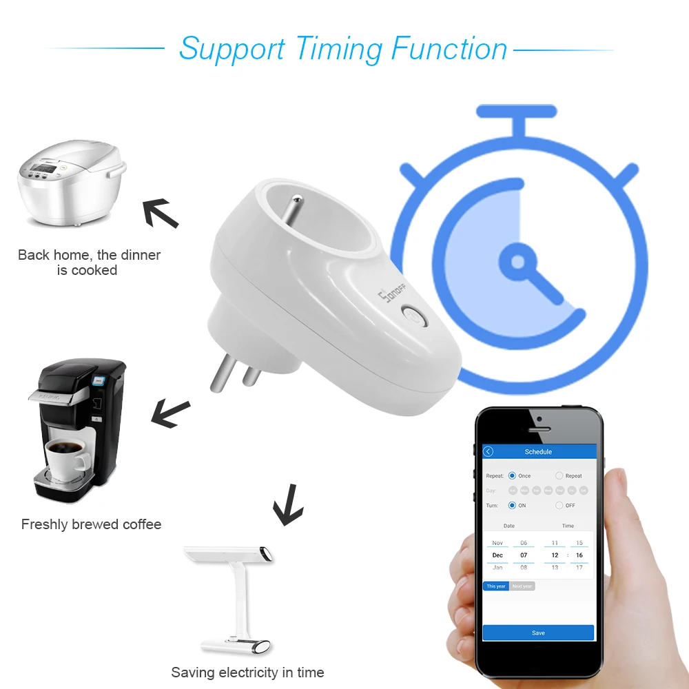 SONOFF ITEAD WiFi умная розетка беспроводной пульт дистанционного управления умные розетки ЕС Тип E отточить приложение умный таймер для Google дома/гнездо