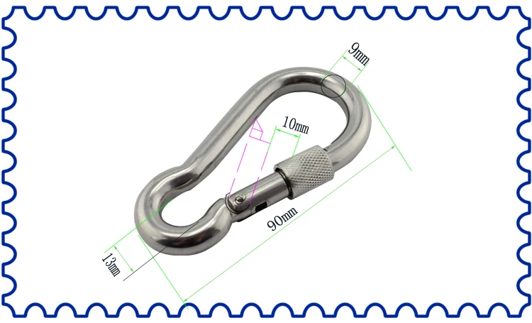 Нержавеющей гайки болтами крюк карабин SUS304 Нержавеющая сталь 9*90 мм ...