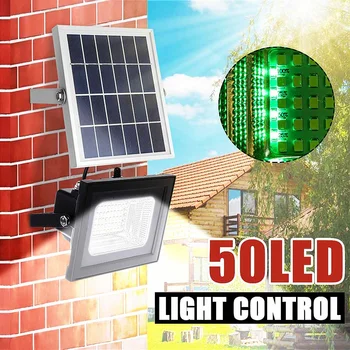 

Solar Powered Flood Lights 25W 50leds Outdoor Lawn Landscape Lamps Waterproof Wall Lamps Floodlight +Remote Control With blacket