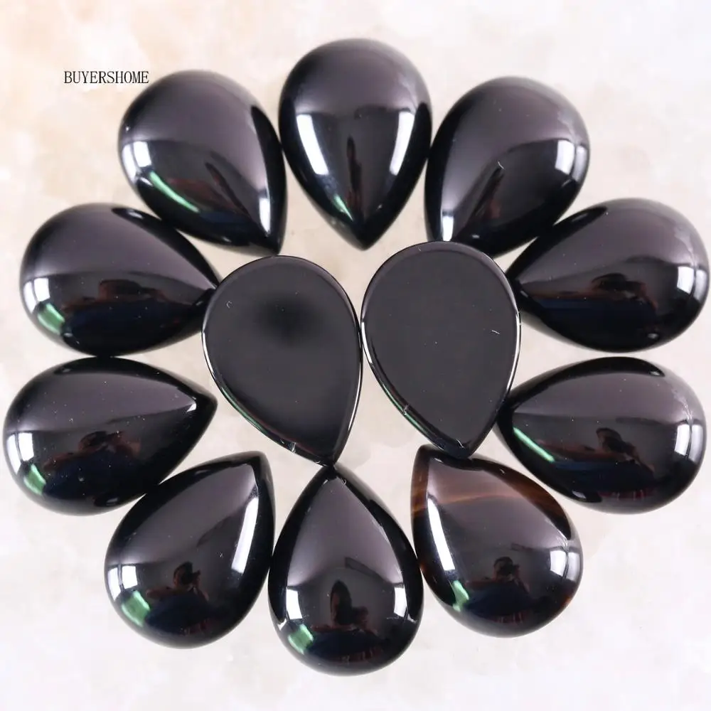 

10Pcs 13x18MM Natural Stone Black Onyx No Drilled Hole Water Drop Cabochon CAB Bead For DIY Jewelry Making Ring K807