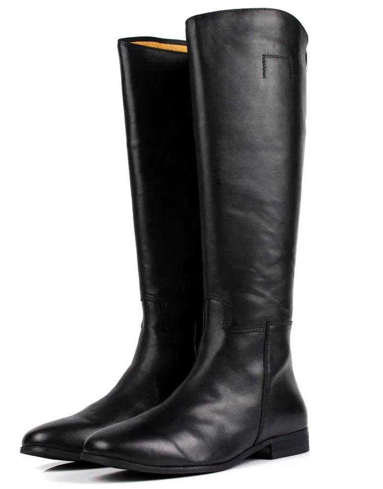 Large size EUR45 black over the knee mens boots genuine leather ...