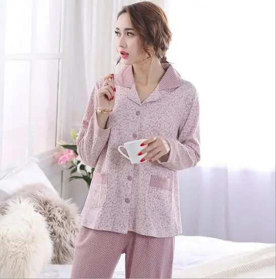 Пижама женская хлопковая с длинным рукавом и принтом 2XL 3XL|pijama suit|women pajamas long