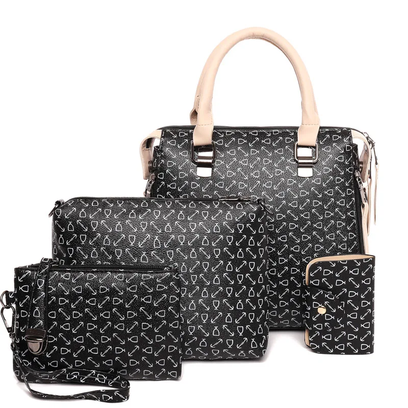 

women 4pcs set inspired designer handbag bag female England Style geometric evening tote bag high quality elegant clutch
