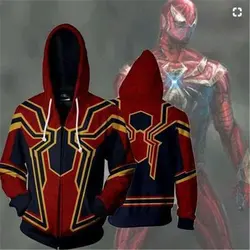 Мстители бесконечные военные костюмы Железный Человек-паук толстовки Косплей 3D печатных толстовки мультфильм куртки с молнией и капюшоном