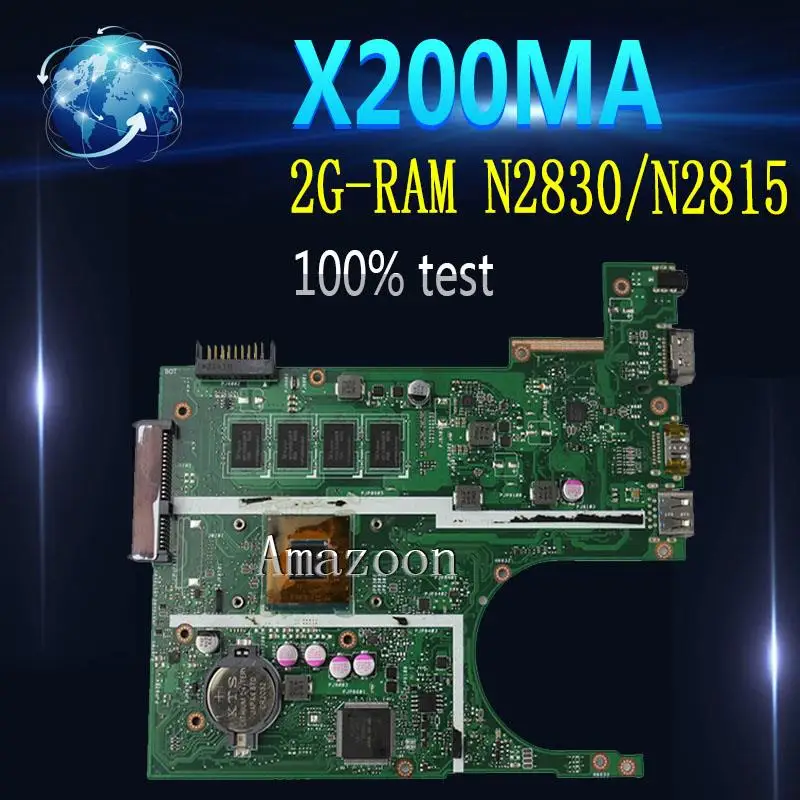 Amazoon  X200MA Laptop motherboard for ASUS X200MA  F200M F200MA Test original motherboard 2G-RAM N2830/N2815