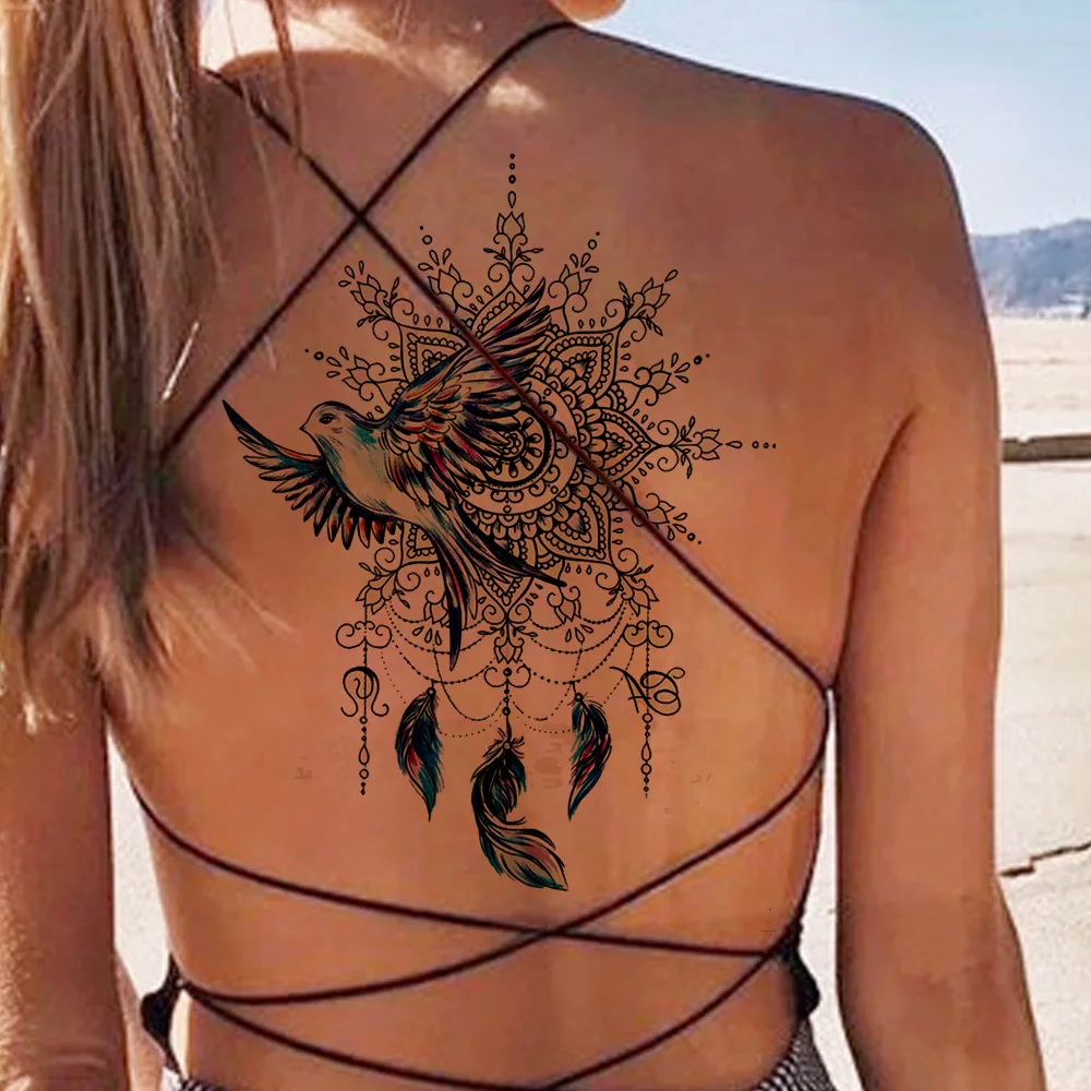 Мира Gigeon в стиле Ловец снов Серьги Henna Mandala цветов и птиц Тотем временная