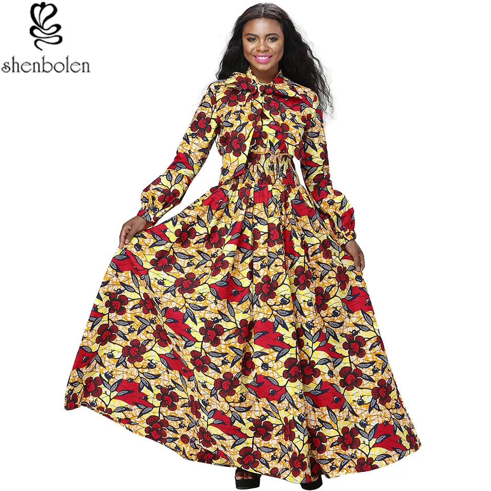 2017 african print dresses for women african long sleeves